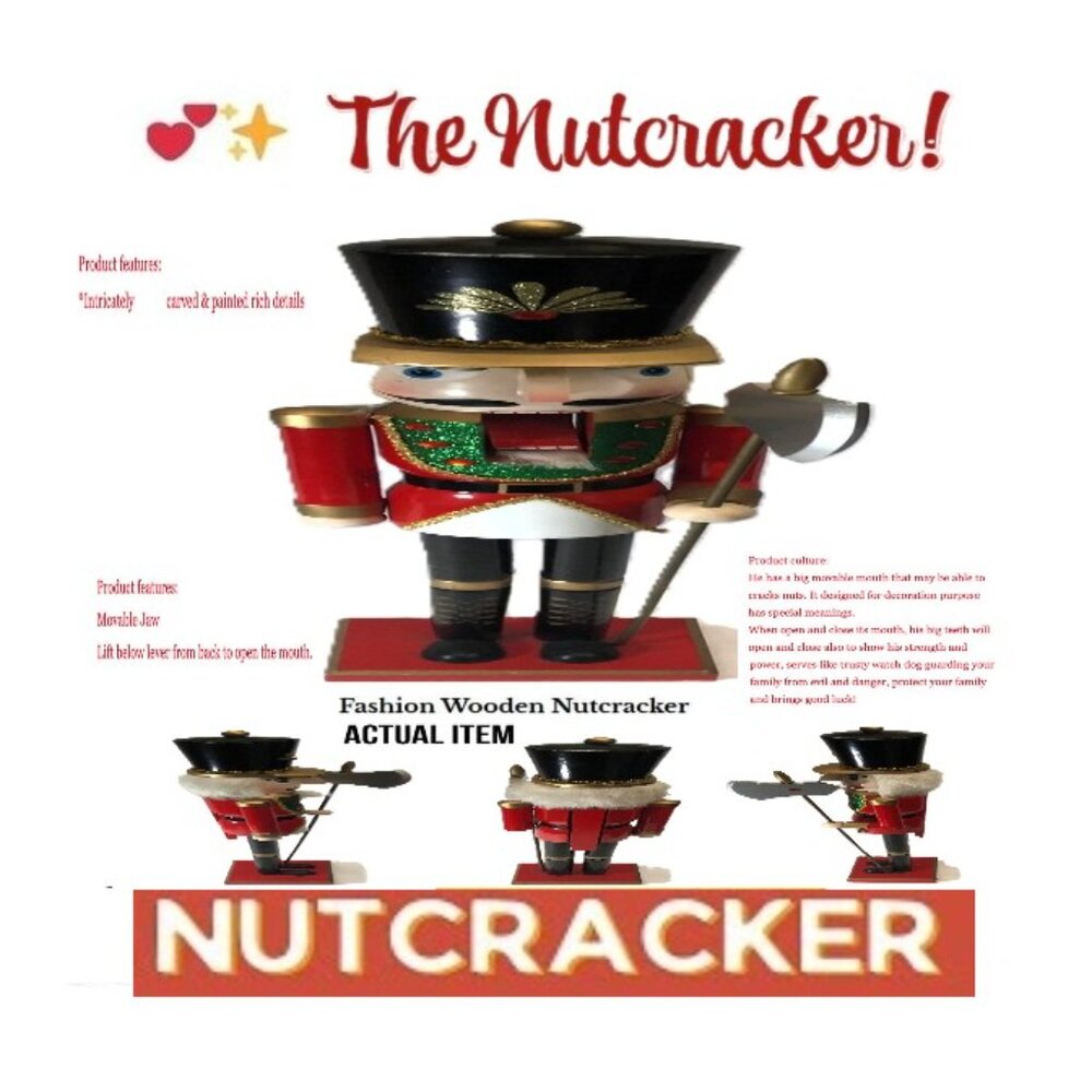🛑 NUTCRACKER ➕ Wooden 🆒 FIGURE Soldier STAND Axe DOLL Decoration 💸BUY NOW‼️🟢